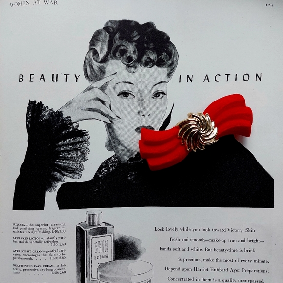 Vintage Barrette Bobby Pin Clip Paris Velvet Red Gold 1990s - Picture 1 of 10